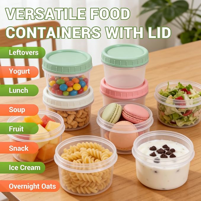 ASEVAT 18 Pack 5.4 oz Food Storage Containers with Twist Lids – Leakproof BPA-Free Soup Containers, Microwave/Dishwasher Safe Freezer Containers for Meal Prep, Leftovers & Takeout