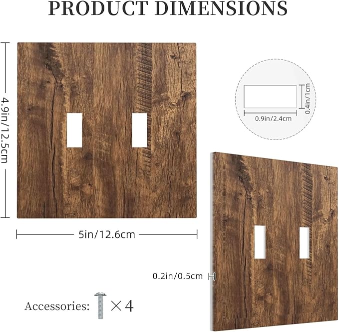 Rustic Old Wood Brown Crack Tree Tumor Print Decorative Switch Plates 2 Gang Double Toggle Outlet Light Switch Cover Wall Plate Electrical Faceplate for Farmhouse Home Decor