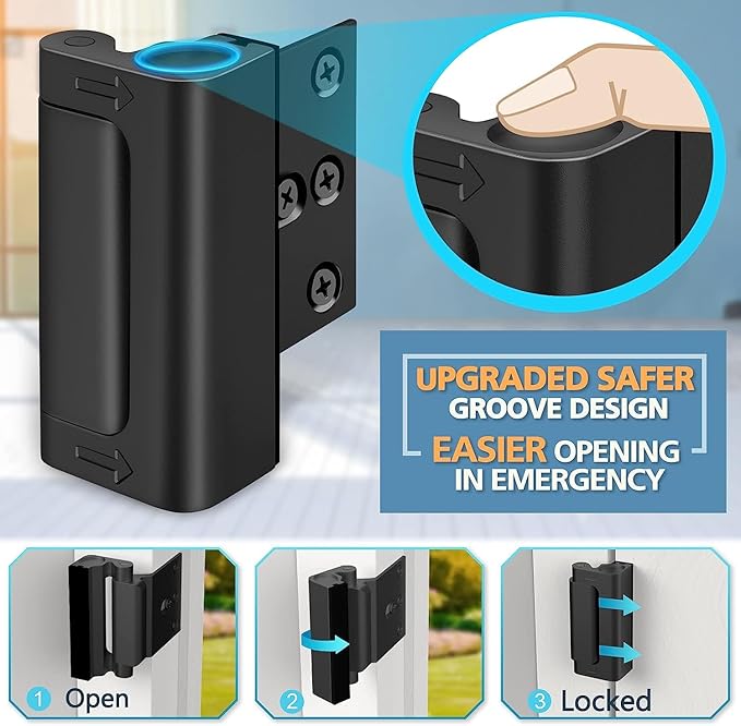 Home Security Door Reinforcement Lock - Child Proof Door Locks for Front Door Child Safety Lock High Door Locks for Kids Safety Withstand 800 lbs Top Flip Door Latch Lock for Inward Swinging Door