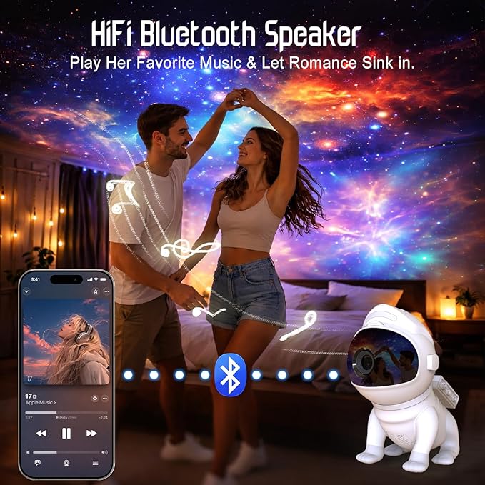 Upgraded Planetarium Projector with White Noise & Bluetooth Speaker, Astronaut Space Light Galaxy Projector for Bedroom, Ceiling Star Night Lights for Kid Adult Mood Lighting with Timer, Bedroom Decor