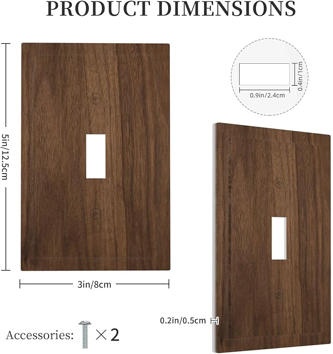 Decorative Light Switch Cover Plate Dark Brown Wood Grain 1 Gang Single Toggle Wall Plate Electrical Outlet Covers Decorate Switch Plate Cover for Farmhouse Cabin Decor