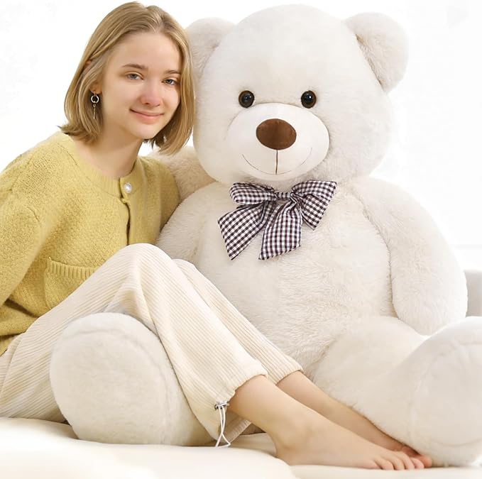 Misscindy Giant Teddy Bear Plush Stuffed Animals for Girlfriend or Kids 47 inch, (White)
