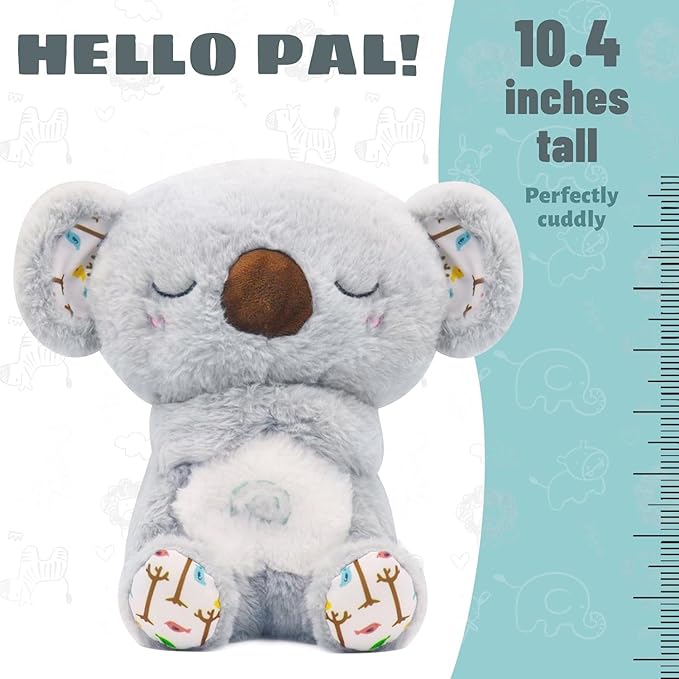 rytopt Breathing Stuffed Animal, No Breathing Movement in Its Abdomen, Koala Stuffed Animal, 4 Gear Adjustment, Volume Control, with Music & Lights ﻿