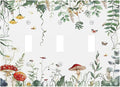 Decorative Switch Plates Sage Plant Red Mushroom Butterfly Wild Flower 3 Gang Wall Plate Triple Toggle Light Switch Cover Faceplate Electrical Wall Panels For Bed Room Kids Room Decor