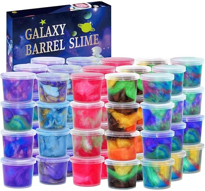 48 Packs Galaxy Slime, Party Favor for Kids Girls & Boys, Adults, Non Sticky, Stress & Anxiety Relief, Wet, Super Soft Sludge Toy,Easter Basket Stuffers