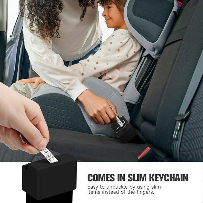 Morlike Silicone Seatbelt Secure Buckle Safety Cover Lock | Keep Children Safe in Car Seat and Prevent Kids from Accidentally Unbuckling | Buckle Guard Fits Almost Vehicles(Black, 1 Pack)