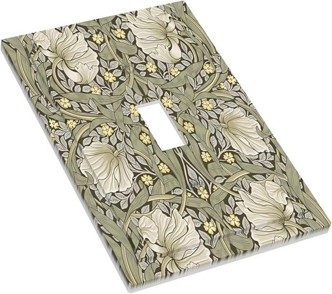 William Morris Pimpernel Flowers Plant Floral Decorative Light Switch Cover 1 Gang Single Toggle Device Electrical Faceplate Switchplates Decorator Outlet Wall Plate for Farmhouse Living Room Decor