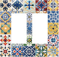 Decorative Outlet Covers Moroccan Traditional Mexican Talavera Til 2 Gang Double GFCI Rocker Electrical Wall Panels Light Switch Cover Plate for Kitchen Home Decor