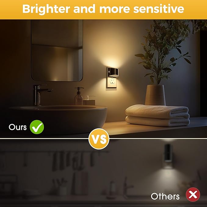 L LOHAS LED Night Lights Plug into Wall, 2 Pack Modern Night Lights, Dusk to Dawn Sensor Nightlight,0-100LM Brightness Adjustable, 3000K Soft White