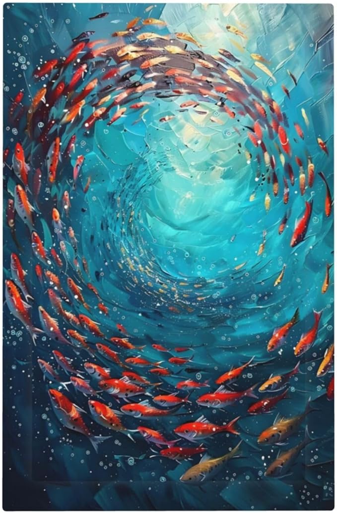 Ocean Fish School Of Fish Vortex Deep Sea Light Switch Cover Plate 1 Gang No Device Blank Electrical Wall Plates Faceplate Decorative Switch Plate Covers for Kids Room Bedroom Decor