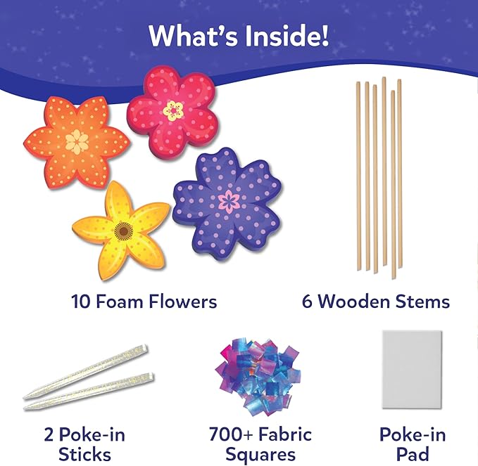 Skillmatics Poke-in Art - Flower Bouquet, DIY Wood Craft Kit, Mother’s Day Gift, Mess-Free Creative Play for Girls and Boys Ages 4, 5, 6, 7, 8, 9, Fine Motor Skills, Screen-Free Fun