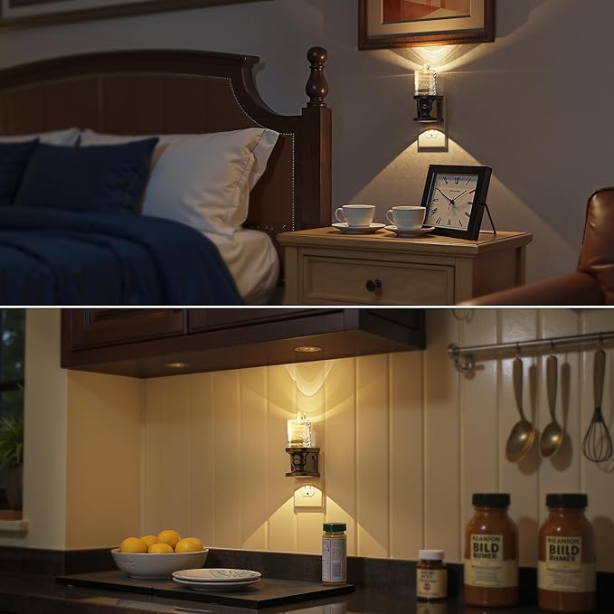 Briignite Flameless Candle Night Light, Bubble Night Lights Plug into Wall, Candle Nightlight with Light Sensor, Dimmable LED Night Light Plug in, Warm White 3000K Nightlight for Hallway Bathroom