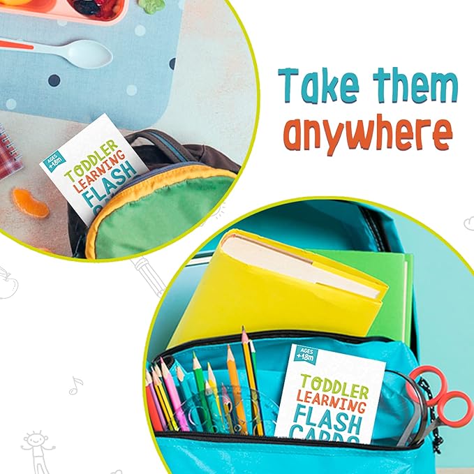 Merka Toddler Flash Cards - Interactive Alphabet Learning with Alphabet Flash Cards for Toddlers 1-3 - Pack of 64, 4.2" x 2.4" - Double-Sided for 1-4 Years Old - Multicolor