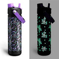 ENCOOL Insulated Water Bottle with Straw Stainless Steel Water Bottle, Glow in the Dark, Leak-Proof, BPA-Free, Keeps Cold for 24 Hours for Sports, Travel, School (26 oz, Midnight Butterfly)