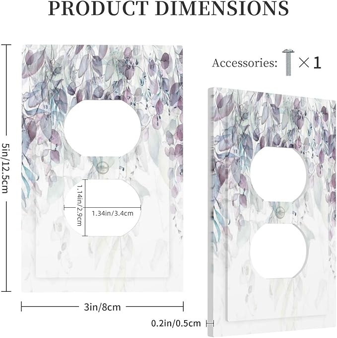 Hazy Leaves Ivy Nature Plants Eucalyptus Leave Outlet Covers 1 Gang Duplex Light Switch Cover Decorative Switch Plates Electrical Receptacle Faceplate Wall Plate for Bedroom Home Decor