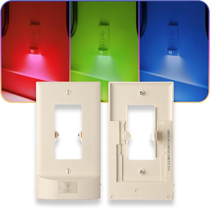 1 Pack - SnapPower Multi-Color GuideLight – Outlet Cover RGB Lights, Customizable Ambient Lighting/Mood Lighting for Home, Kitchen, Gaming Room, Kids Bedroom, Holiday Decor (Light Almond, Decor)