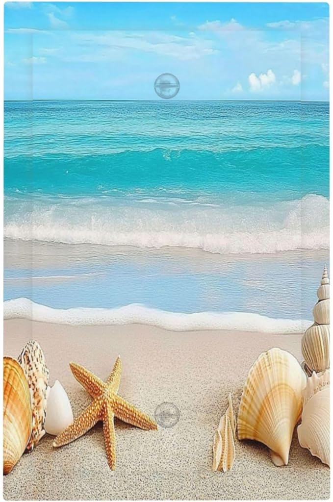 Light Switch Cover Plate Seashells Beach Starfish Scallop 1 Gang No Device Blank Electrical Wall Plates Faceplate Decorative Switch Plate For Bathroom Home Decor