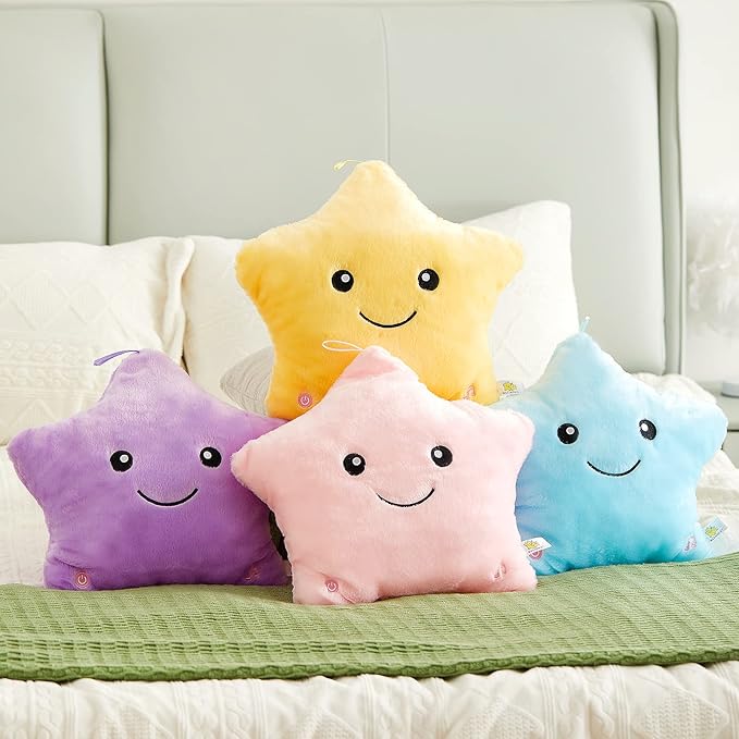 WEWILL 13'' Creative Twinkle Star Glowing LED Night Light Plush Stuffed Animals Toys Birthday Christmas Holiday Valentines Gifts for Toddlers Girls(Yellow)
