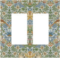 William Morris Strawberry Thrush Birds Double Rocker Light Switch Cover Vintage Floral Flowers Plant 2 Gang Outlet Covers Switchplates Decorative Electrical Wall Plate for Country Home Decor