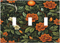 Light Switch Cover Plate William Morris Orange Flowers Rustic Leaves Floral 3 Gang Triple Toggle Decorative Switch Plates Wall Plates Electrical Switchplate Faceplate for Bathroom Bedroom