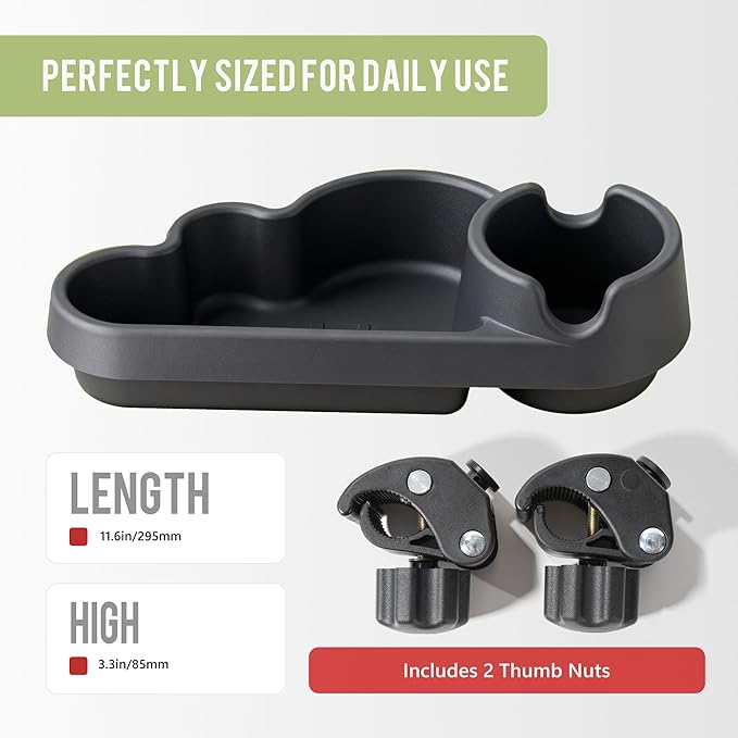 Li & Zhao Universal Stroller Snack Tray Attachment - Universal Snack for Cloud Cup Holder Stroller Tray Attachment Plastic Accessories for Baby,Toddler(Black)