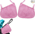2 Pack Universal Side Sling Stroller Organizer with Mesh Cargo Net,Adjustable and Non-Slip Stroller Storage Bags, Portable Side Sling Stroller Cargo Net for Baby Accessories(Pink)