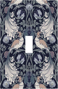 William Morris Vintage Floral Birds Peacocks 1 Gang Light Switch Covers Single Toggle Wall Plate Decorative Switchcover Electrical Switchplate for Country Bathroom Bedroom Decor