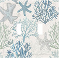 Decorative Switch Plates Ocean Beach Theme Starfish Seashell Coral 2 Gang Double Toggle Outlet Light Switch Cover Wall Plate Electrical Faceplate For Bathroom Kids Room Decor