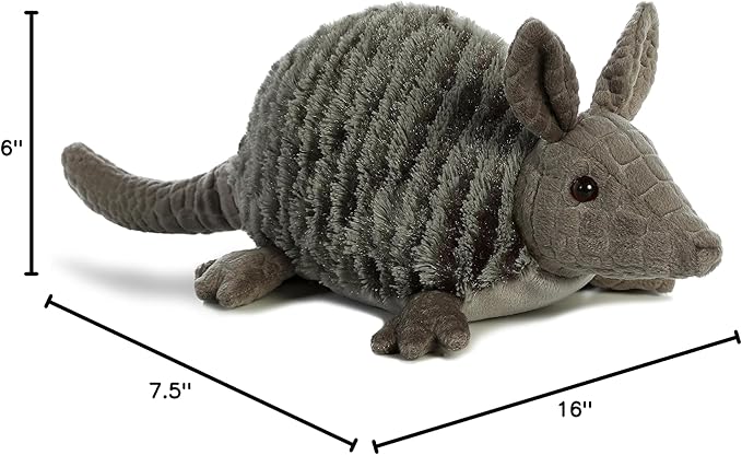 Aurora® Adorable Flopsie™ Armadillo Stuffed Animal - Used to Create Imaginative Play Adventures - Perfect for Birthdays, Kids and Adults, All Ages - Gray 16 Inches