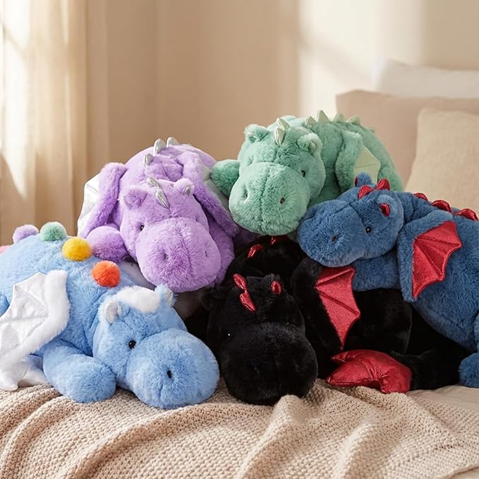 ARELUX Giant Weighted Winged Dragon Plush Toy - 35.4" 5lbs Soft Stuffed Animal for Comfort, Pterosaur Plushie Fuzzy Dinosaur Pillow Plushies Cuddly Removable and Washable Black
