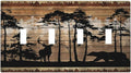 Hunting Forest Deer Bear 4 Gang Quad Toggle Device Light Switch Cover Decorative Wall Plate Decorative Electrical Faceplate Outlet Cover