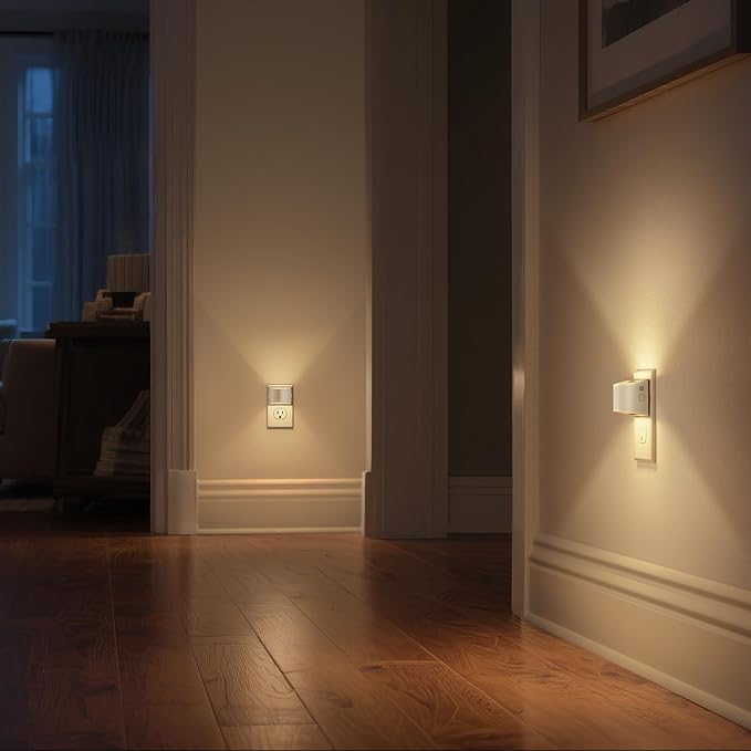 DORESshop LED Night Light[2 Pack], Night Lights Plug into Wall, 3 Level Brightness Adjustable Plug in Night Light, Dusk to Dawn Sensor Nightlights for Adults,Bedroom,Bathroom,Hallway, 3000K Warm White