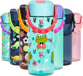 Elemental Water Bottles for Kids - Splash Kids Water Bottle for School with Pop-it Handle - BPA Free Tritan Plastic Water Bottle with Straw Leak Proof when Spout is Closed - Fancy Frog - 18oz