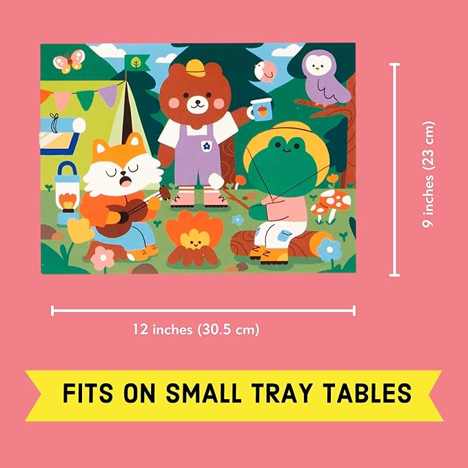 Mudpuppy Happy Campers – 36 Piece Jigsaw Puzzle to Go Featuring Cute Woodland Creatures Perfect Travel Activity for Children Ages 3 and Up