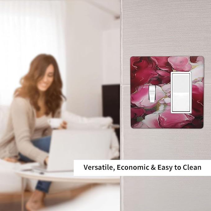 Decorative Outlet Covers Abstract Luxury Red Gold Marble Textures 2 Gang 1 Gang Wall Plate Cover Single Toggle Rocker Combination Light Switch Cover Plate Jumbo Switch Cover Plate
