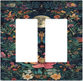 Decorative Outlet Covers Bohemian Moon Butterfly Floral 2 Gang Double Rocker Light Switch Cover Plate Electrical Switch Plate Cover Decorate GFCI Wall Plate for Bedroom Cabin Decor