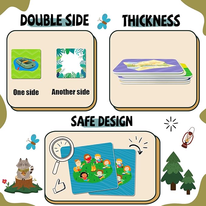 zheyistep 100 PCS Camping Matching Game for Kids Toddlers Memory Game, Toddler Camping Theme Match Games Concentration Card Game for Boys Girls Preschool Learning Activities