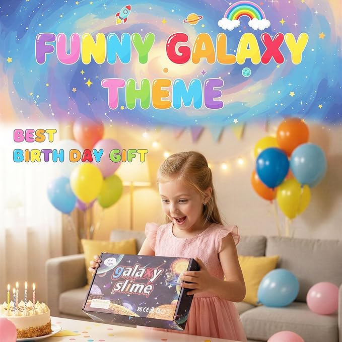 24 Pack Galaxy Slime Putty, Party Favors for Kids, Non-Sticky Galaxy Slime Packs, Party Favors for Kids Goodie Bag Stuffers, Stress Relief Toy for Girl and Boys 6 7 8 9 10 11 12
