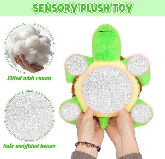 Turtle Stuffed Animals, Small Weighted Plushies Soft Sea Turtle Plush Toy, Cute Plushies Huggable Birthday Gift for Kids Boys Girls,10inch 0.8lbs