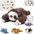 Aplushuman® Microwavable Heating Pad Brown Sloth Plush - Weighted Stuffed Animal Toy with Tourmaline Beads & Lavender - 1.8 lb for Long Lasting Cozy Warmth - Includes Gift Box & Greeting Card