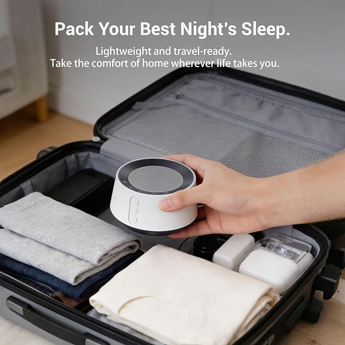 BGOVERSS White Noise Machine with Night Light – 20 Soothing Sounds, 10 Color Lights, 5 Timer Settings & Memory Function, Portable Sleep Sound Machine for Baby Nursery, Kids & Adults, Black