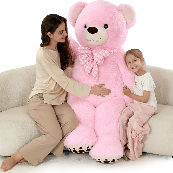 MorisMos 5 FT Big Teddy Bear, 5 Feet Huge Teddy Bears Stuffed Animals for Girlfriend Wife, Cuddly Gift Life Size Bear on Valentines Birthday, 59 Inch, Pink