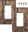 Outlet Covers Rustic Star Western Cowboy Wood 1 Gang Duplex Light Switch Cover Plate Decorative Wall Plates Electrical Switchplate Receptacle for Farmhouse Home Decor（2 Pack）