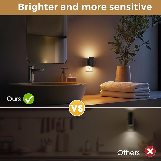 L LOHAS LED Night Light, Dimmable Night Lights Plug into Wall,2 Pack 3CCT Nightlight for Kids,180° Rotatable, 3000K/4000k/5000K Adjustable Night Lights with Dusk to Dawn Sensor for Bedroom Bathroom