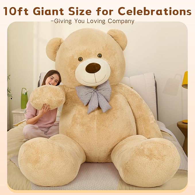 MaoGoLan Giant Teddy Bear 10ft Stuffed Animal, Huge Jumbo Size 10 Feet Teddy Bear Plush, Charming and Fluffy Teddy Bear for Decorations, Celebrations,Valentines Day,Baby Shower,Brown