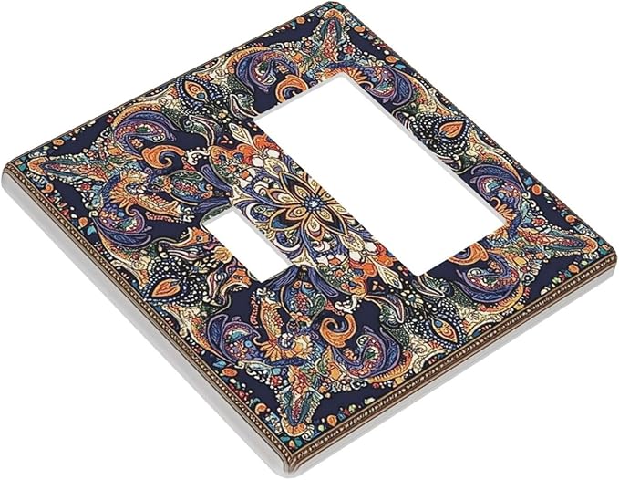 Outlet Covers Mandala Petals Retro Flowers 1 Toggle 1 Rocker Combination Decorative Wall Plate Electrical Switch Plates Light Switch Cover Plate For Bed Room Home Decor