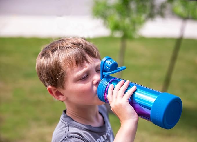 CHILLOUT LIFE 17 oz Kids Insulated Water Bottle for School with Leakproof Spout Lid and Cute Waterproof Stickers, Personalized Stainless Steel Thermos Flask Metal Water Bottle, Dishwasher Safe Color