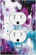 Outlet Covers Purple Blue Swirl Marble Tiles 1 Gang Duplex Light Switch Cover Decorative Switch Plates Electrical Receptacle Faceplate Wall Plate For Bed Room Living Room Decor