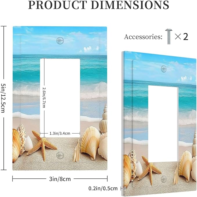Decorative Outlet Covers Seashells Beach Starfish Scallop 1 Gang Single Rocker Light Switch Cover Plate Wall Plates Gfci Faceplate For Bathroom Home Decor