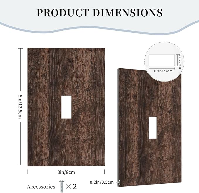 Light Switch Cover Plate Rustic Brown Wood Plank Retro Wooden Board 1 Gang Wall Plate Cover Single Toggle Outlet Covers Decorative Switch Plate Covers Electrical Faceplate for Farmhouse Home